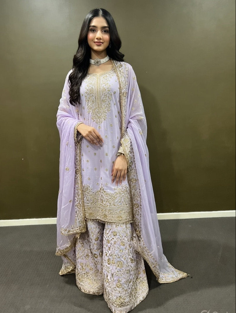 Gul-e-Lilac Suit with Sharara