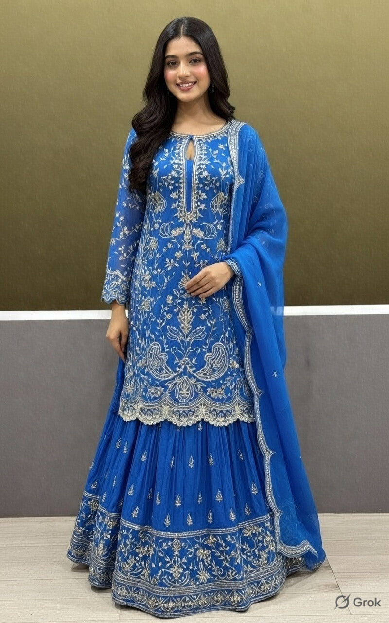 Blue Embriodered Lehenga