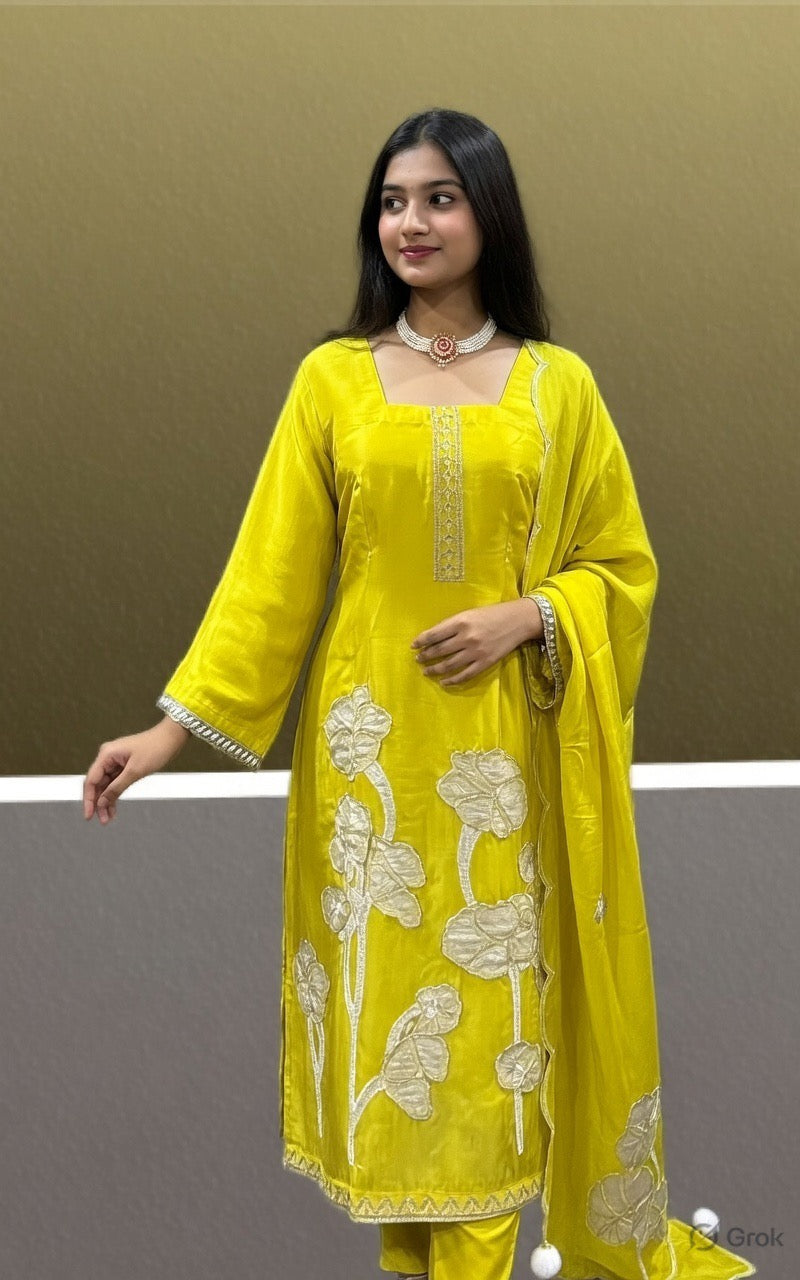 Sunlit Yellow Embroidered Kurta Set with Dupatta