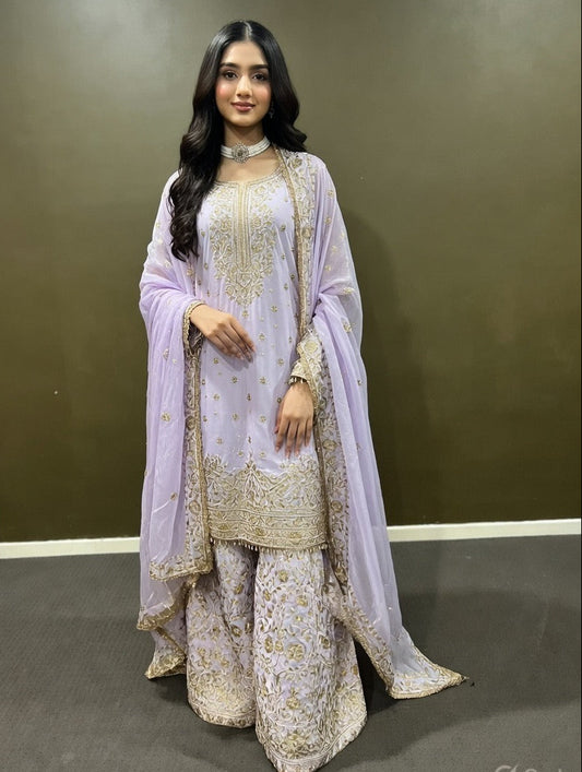Gul-e-Lilac Suit with Sharara